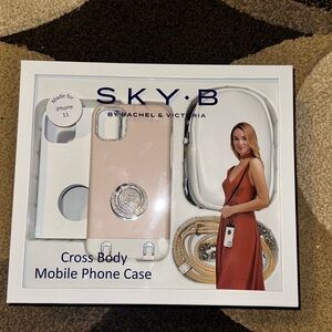 Sky Pink and White Glam Body Phone Case with Ring